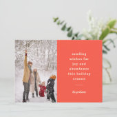 Minimale  rode typografische verzendwensen feestdagenkaart (Staand voorkant)