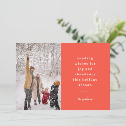 Minimale  rode typografische verzendwensen feestdagenkaart (Staand voorkant)