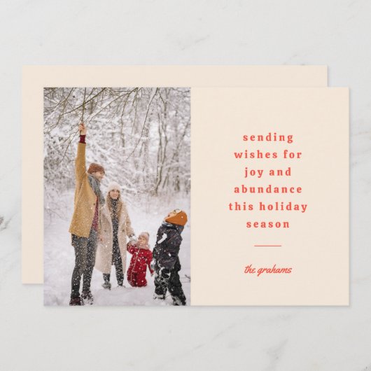 Minimale  rode typografische verzendwensen feestdagenkaart (Voorkant / Achterkant)