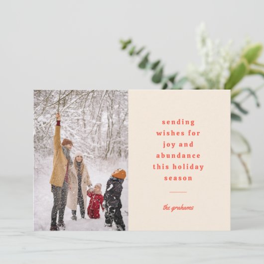 Minimale  rode typografische verzendwensen feestdagenkaart (Staand voorkant)