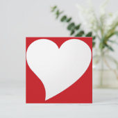 Minimale rode Valentijnse kaart met groot wit hart (Staand voorkant)