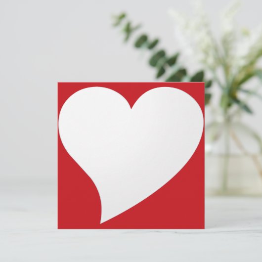 Minimale rode Valentijnse kaart met groot wit hart (Staand voorkant)