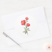 Minimale Rode Waterverf Rozen Ronde Sticker (Envelop)