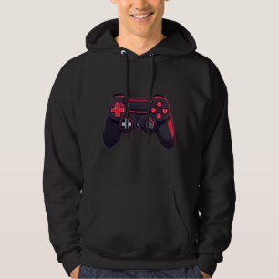 Minimale Rode Zwarte Game Controller Icoon Hoodie