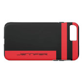 Minimale Rode Zwarte Tweewegstreep met naam Case-Mate iPhone Case (Achterkant (Horizontaal))