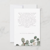 Minimale Roest Groene Eucalyptus Krans Foto Huweli Bedankkaart (Achterkant)