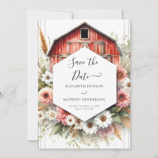 Minimale Romance Barnyard Wedding Save The Date (Voorkant)