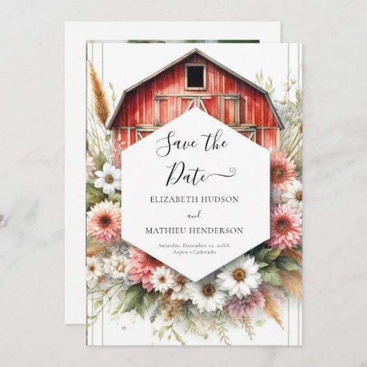 Minimale Romance Barnyard Wedding Save The Date (Voorkant / Achterkant)
