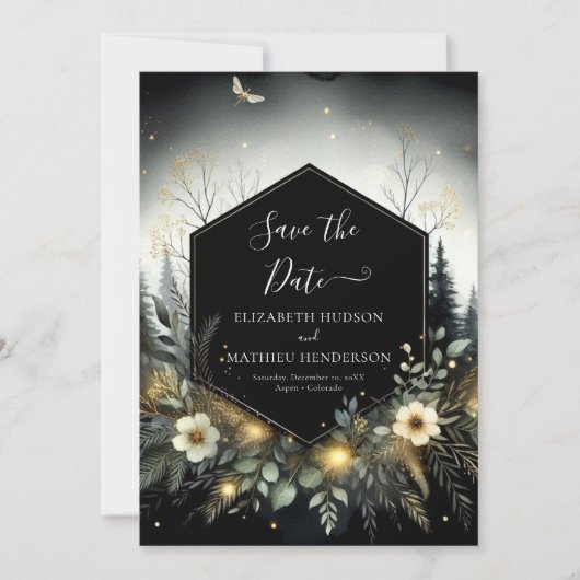 Minimale Romance betoverd bos bruiloft Save The Date (Voorkant)
