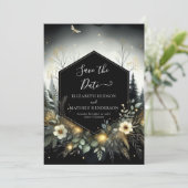 Minimale Romance betoverd bos bruiloft Save The Date (Staand voorkant)