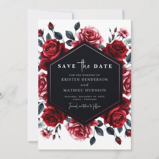 Minimale Romance Crimson Red Wedding Save The Date (Voorkant)