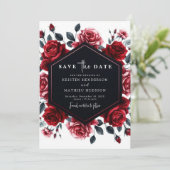 Minimale Romance Crimson Red Wedding Save The Date (Staand voorkant)