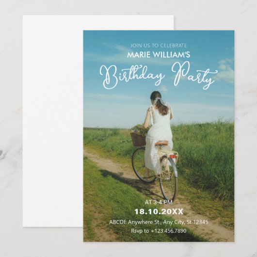 Minimale Romance Esthetische Fotoverjaardag Kaart (Voorkant / Achterkant)