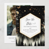 Minimale romantische betoverde bos bruiloft save the date (Voorkant / Achterkant)