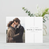 Minimale romantische foto bruiloft bedankkaart (Staand voorkant)