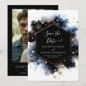 Minimale romantische hemelse bruiloft save the date (Voorkant / Achterkant)