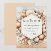 Minimale romantische strand bruiloft save the date (Voorkant / Achterkant)