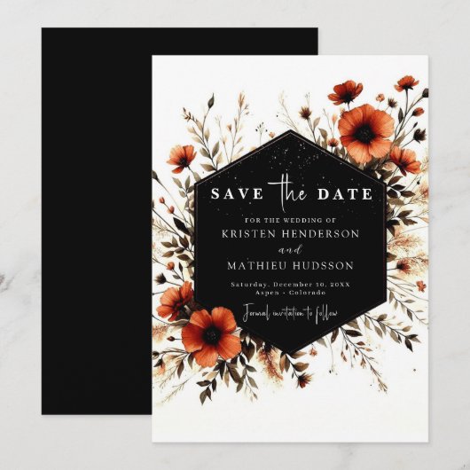 Minimale romantische terracotta bruiloft save the date (Voorkant / Achterkant)