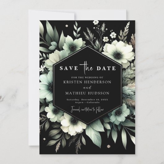 Minimale romantische typografie Sage Green Wedding Save The Date (Voorkant)