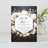 Minimale romantische witte rozen bruiloft save the date (Staand voorkant)