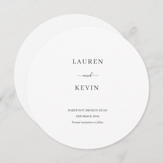 Minimale ronde: bespaar de datum in uitnodiging (Voorkant / Achterkant)