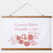 Minimale Rood- en Witte Bloemen Weddenschap Hangend Wandkleed (Voorkant)