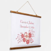 Minimale Rood- en Witte Bloemen Weddenschap Hangend Wandkleed (Gebogen)