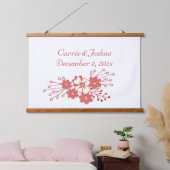 Minimale Rood- en Witte Bloemen Weddenschap Hangend Wandkleed (Slaapkamer)