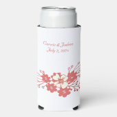 Minimale Rood- en Witte Bloemen Weddenschap Seltzer Blikjeskoeler (Seltzer Voorkant)