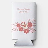 Minimale Rood- en Witte Bloemen Weddenschap Seltzer Blikjeskoeler (Achterkant)