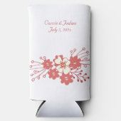 Minimale Rood- en Witte Bloemen Weddenschap Seltzer Blikjeskoeler (Voorkant)