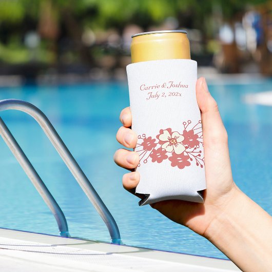 Minimale Rood- en Witte Bloemen Weddenschap Seltzer Blikjeskoeler