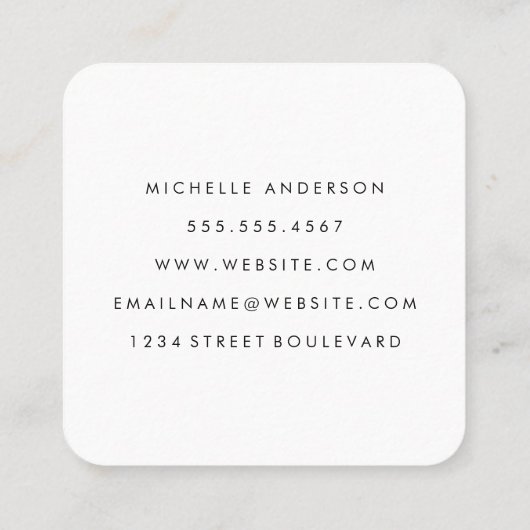 Minimale Rood met Cursieve Tekst Fancy Hoeken Vierkante Visitekaartje (Achterkant)