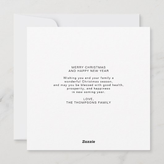 Minimale Rood Vet Vierkant Rand 1 Foto Kerstmis Feestdagenkaart (Achterkant)