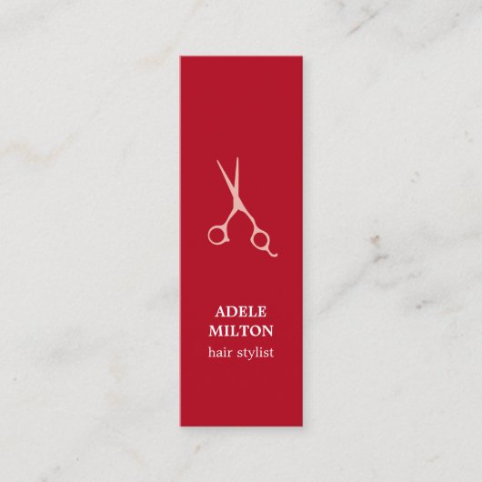 Minimale roodbeige schaarste mini visitekaartje (Voorkant)