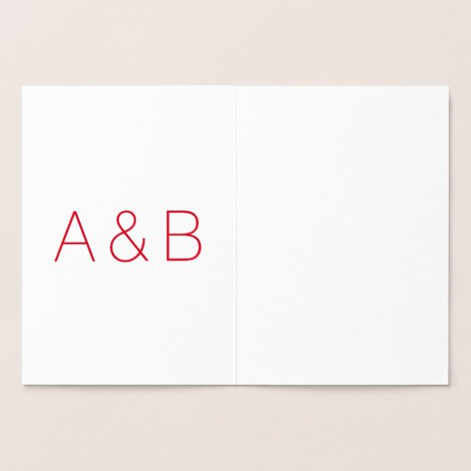 Minimale roodwitte monogram folie kaarten (Binnen)