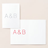Minimale roodwitte monogram folie kaarten (Display)