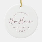 Minimale Roos 1 kerst in onze nieuwe thuisfoto Keramisch Ornament (Voorkant)