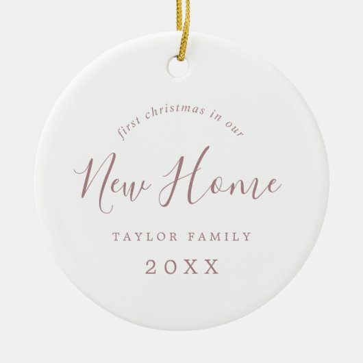 Minimale Roos 1 kerst in onze nieuwe thuisfoto Keramisch Ornament (Voorkant)