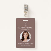 Minimale Roos beige ID Aangepaste monogram Logo &  Badge (Voorkant met clip)