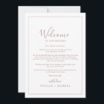 Minimale Roos bruiloft Welkomstbrief & reisroute<br><div class="desc">Deze minimalistische roos trouwlucifers, briefjes en reiskaarten zijn perfect voor een eenvoudige bruiloft. Het moderne romantische ontwerp kenmerkt klassiek roos goud en witte typografie in combinatie met een rustige, maar elegante kalligrafie met stijl met handschrift. in elke kleur. Houd het ontwerp eenvoudig en elegant, zoals het is, of personaliseer het...</div>