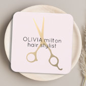 Minimale Roos Faux Gold Scissors Hair Stylist Vierkante Visitekaartje