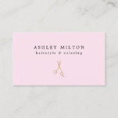 Minimale Roos Faux Gold Scissors Hair Stylist Visitekaartje (Voorkant)