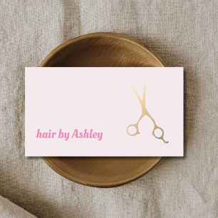 Minimale Roos Faux Gold Scissors Hair Stylist Visitekaartje