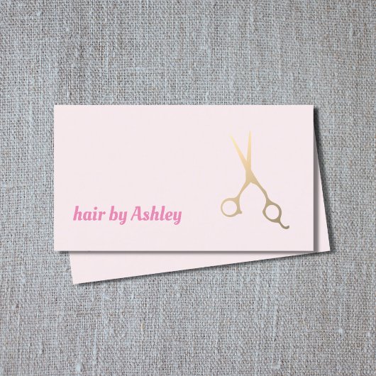 Minimale Roos Faux Gold Scissors Hair Stylist Visitekaartje