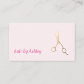 Minimale Roos Faux Gold Scissors Hair Stylist Visitekaartje (Voorkant)