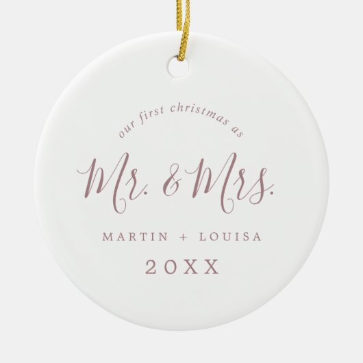 Minimale Roos Gold 1-kerstbruiloft foto Keramisch Ornament (Voorkant)