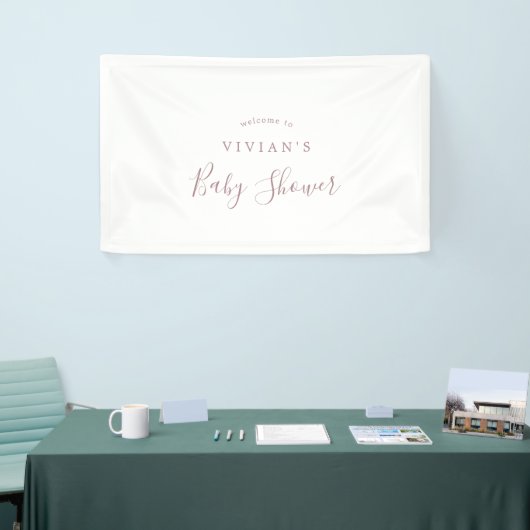 Minimale Roos Gold Baby shower Welkomstbanner Spandoek (Beurs)