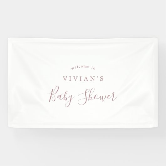 Minimale Roos Gold Baby shower Welkomstbanner Spandoek (Horizontaal)