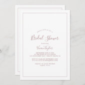 Minimale Roos Gold Bridal Shower-uitnodiging Kaart (Voorkant / Achterkant)